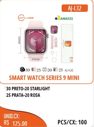 SMART WATCH SERIES 9 MINI UNID.CX: RS 125.00 PCS/CX:100