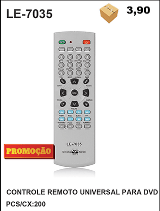 CONTROLE REMOTO UNIVERSAL PARA DVD 200pç=3,9$