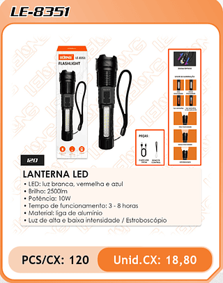 LANTERNA LED 120PÇ=18,8$