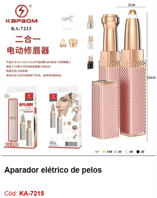 Aparador elétrico de pelos R$ 21,6 Pcs/cx: 200