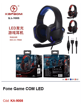 Fone Game COM LED R$40,5 PCS/CX:50