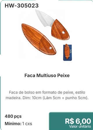 Faca Multiuso Peixe 480 pçs R$6