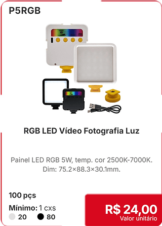 RGB LED Vídeo Fotografia Luz 100 pçs R$ 24,00