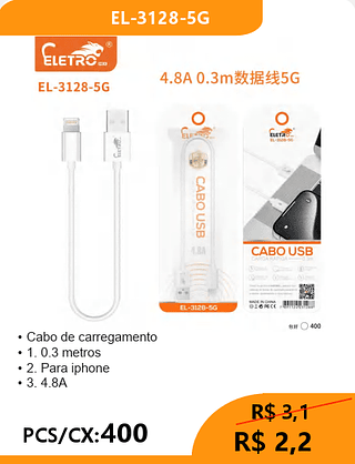 CABO LIGHTNING PCS/CX:400 R$2,2