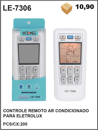 CONTROLE REMOTO AR CONDICIONADO PARA ELETROLUX 200PÇ=10,9$