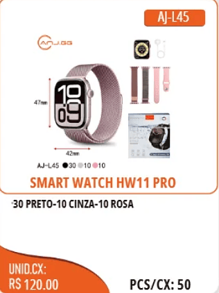 SMART WATCH HW11 PRO UNID.CX: RS 120.00 PCS/CX:50