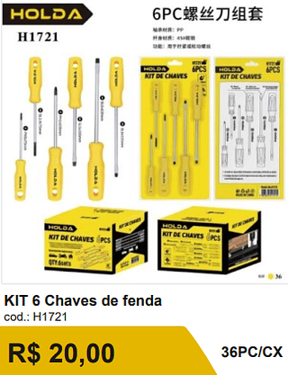 KIT 6 Chaves de fenda R$18.00 36PC/CX