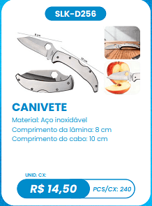 CANIVETE UNID. CX: R$ 14,50 PCS/CX: 240