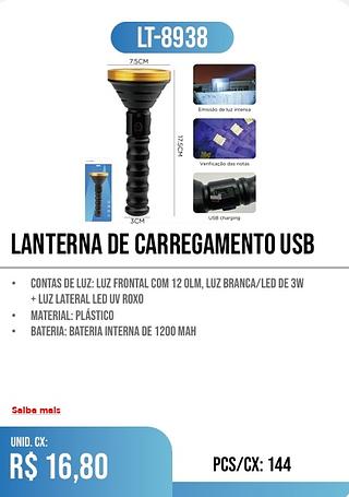 LANTERNA DE CARREGAMENTO USB 144PÇ=16,80$