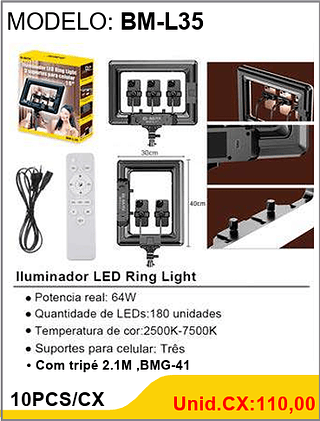 lluminador LED Ring Light 10PCS/CX Unid.CX:110,00
