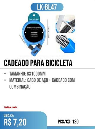 CADEADO PARA BICICLETA PCS/CX: 120 r$ 7,20
