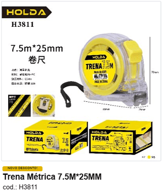 Trena Métrica 7.5M*25MM R$ 9,45 PC/CX:96