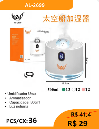 Umidificador Urso PCS/CX:36 R$ 29