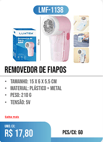 removedor de fiapos PCS/CX: 60 UNID. CX: r$ 17,80