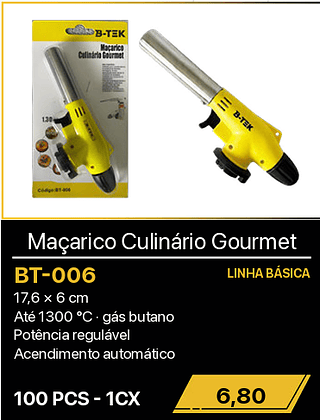 Maçarico Culinário Gourmet 100PCS R$6,80
