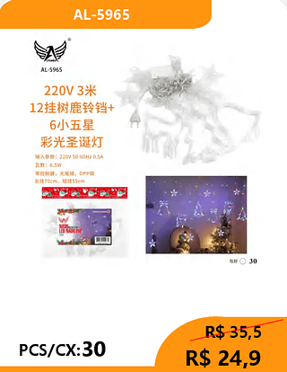 Luzes natalina PCS/CX:30 R$ 24,9