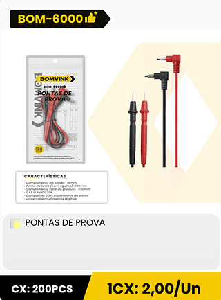 PONTAS DE PROVA CX: 200PCS ICX: 2,00/Un
