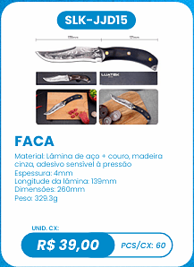 FACA UNID. CX: R$ 39,00 PCS/CX: 60