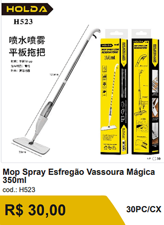 Mop Spray Esfregao Vassoura Magica350ml R$ 30,00-10%=27.00 30PC/CX