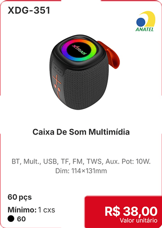 Caixa De Som Multimídia 60 pçs R$ 38.00