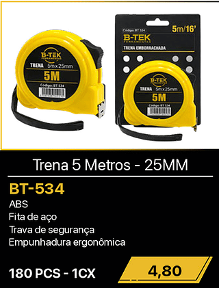 Trena 5 Metros 25MM - 180PCS R$4,80