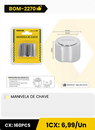 MANIVELA DE CHAVE CX: 160PCS ICX: 6,99/Un