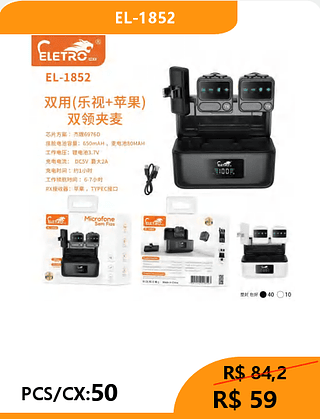 MICROFONE DE LAPELA PCS/CX:50 R$59