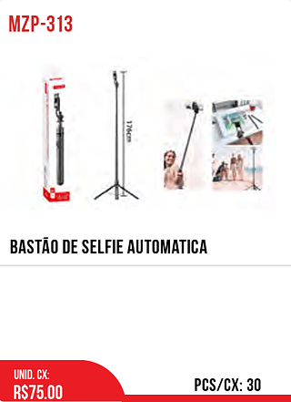 BASTÃO DE SELFIE AUTOMATICA 30pç=75$
