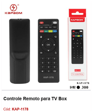 Controle Remoto para TV Box R$ 3,6 PCS/Cx: 300