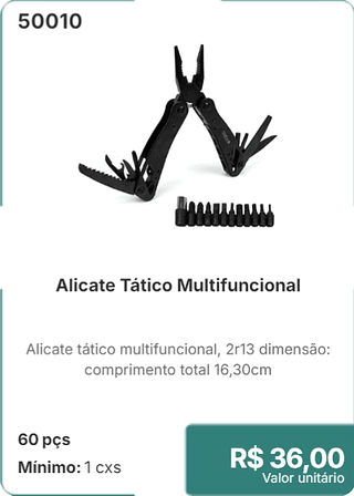 Alicate Tático Multifuncional 60 pçs R$ 36.00