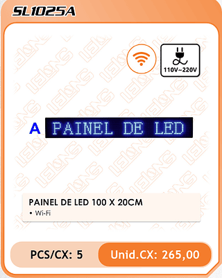 PAINEL DE LED 100 X 20CM 5PÇ=265$