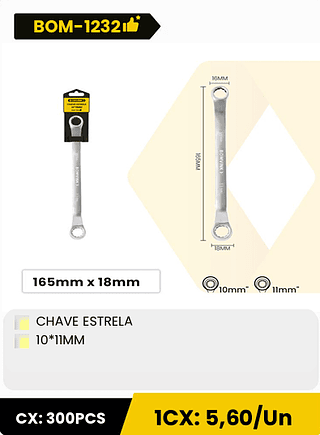 CHAVE ESTRELA 10*11MM CX: 300PCS 1CX: 5,60/Un