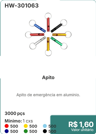 Apito 3000 pçs R$ 1,60