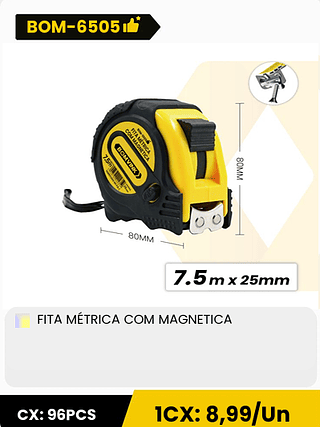 FITA MÉTRICA COM MAGNETICA CX: 96PCS ICX: 8,99/Un