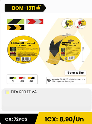 FITA REFLETIVA CX: 72PCS 1CX: 8,90/Un