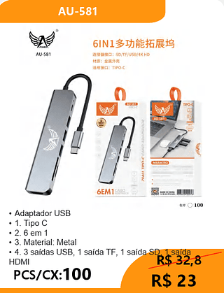 Adaptador USB PCS/CX:100 R$ 23