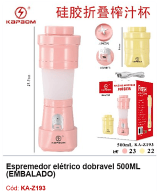 Espremedor elétrico dobravel 500ML R$ 25,2 PCS/cx: 45
