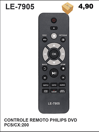 CONTROLE REMOTO PHILIPS DVD 200PÇ=4,9$