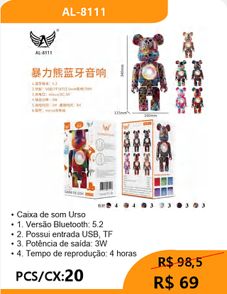 Caixa de som Urso PCS/CX:20 R$69