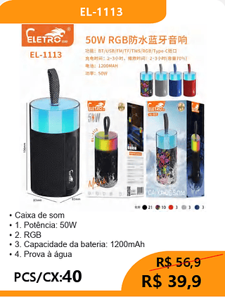 CAIXA DE SOM PCS/CX:40 R$39,9