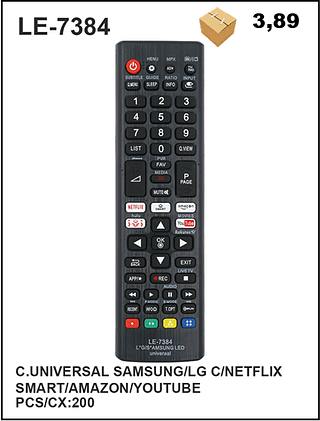 C.UNIVERSAL SAMSUNG/LG C/NETFLIX SMART/AMAZON/YOUTUBE 200PÇ=3,89$