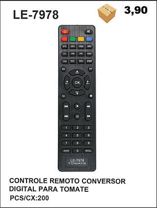 CONTROLE REMOTO CONVERSOR DIGITAL PARA TOMATE 200PÇ=3,9$
