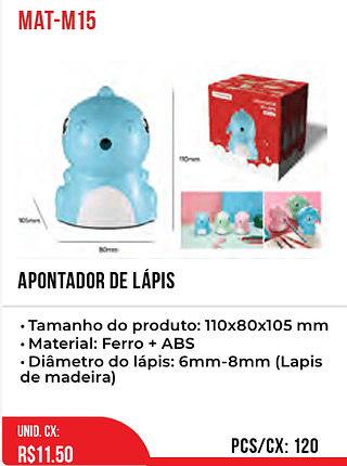 APONTADOR DE LÁPIS 120pç=11,5$