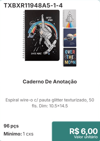 Caderno De Anotação 96 pçs R$ 6.00