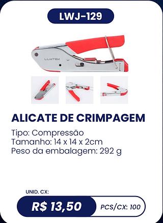 ALICATE DE CRIMPAGEM Tipo: Compressão Tamanho: 14 x 14 × 2cm Peso da embalagem: 292 g100pç=13.5$