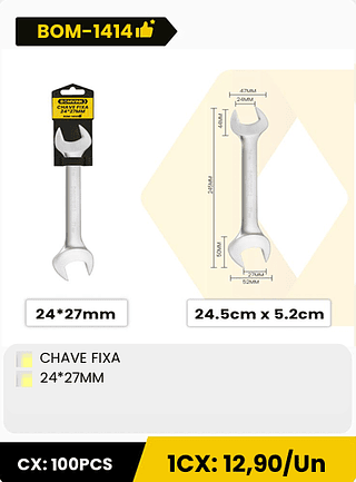 CHAVE FIXA 24*27MM CX: 100PCS 1CX: 12,90/Un