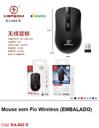 Mouse sem Fio Wireless R$10,8 PCS/CX:200