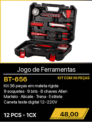 Jogo de Ferramentas 12PCS R$48,00