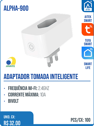ADAPTADOR TOMADA INTELIGENTE UNID. CX: R$ 32.00 PCS/CX: 100