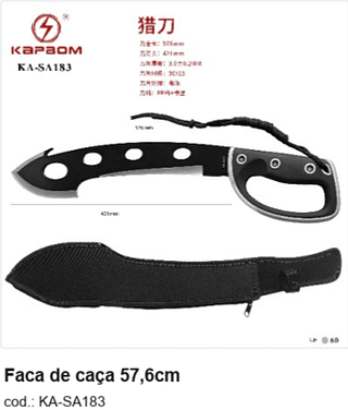 Faca de caça 57,6cm R$ 49,5 PC/CX:60